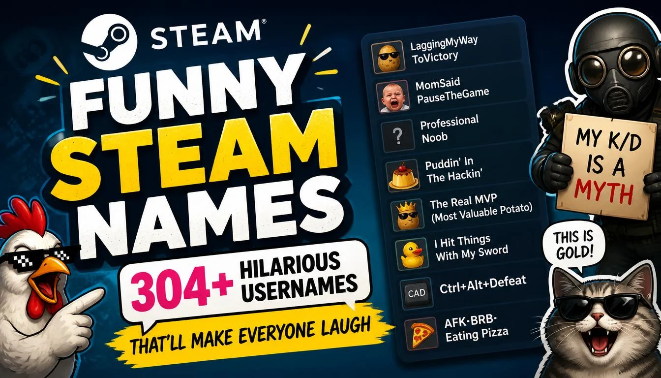 Funny Steam Names: 304+ Hilarious Usernames That'll Make Everyone Laugh