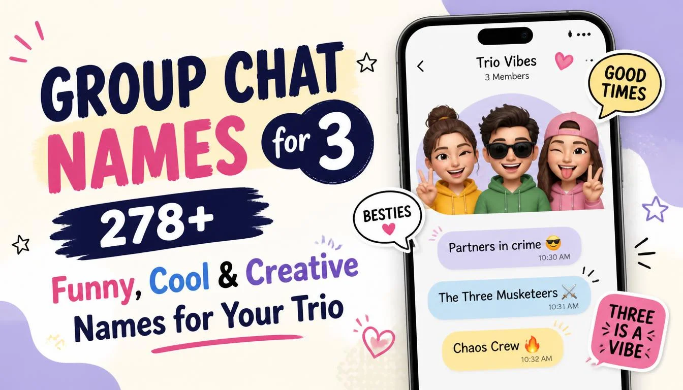 Group Chat Names for 3: 278+ Funny, Cool & Creative Names for Your Trio